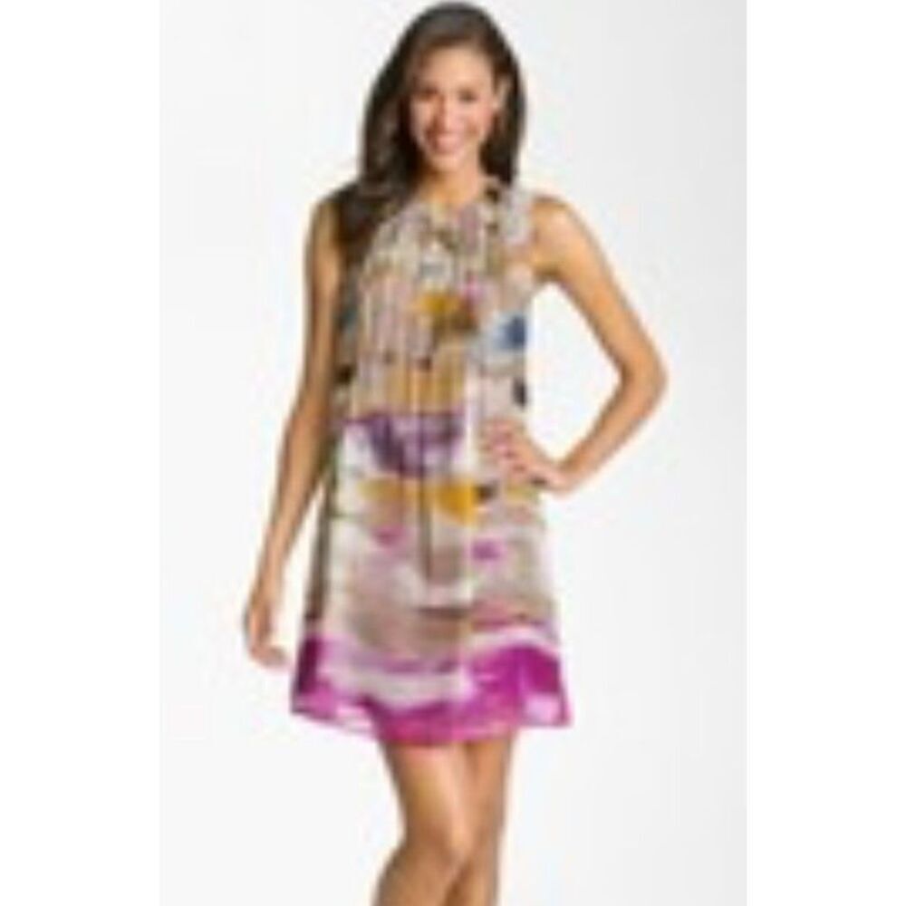 Calvin Klein Womans Dress Abstruct Watercolor Silk size M